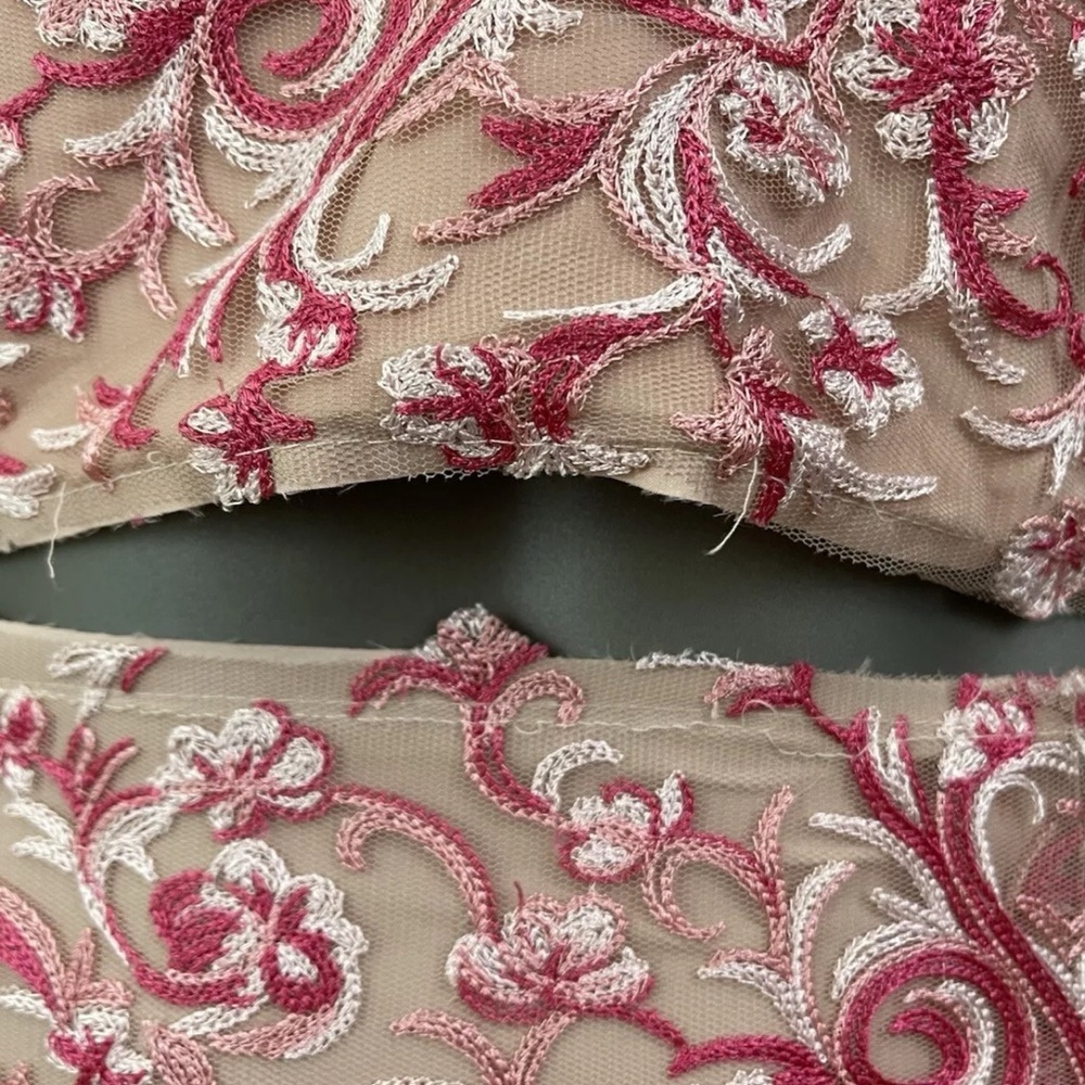 BCBG Maxazria Formal Dress 8 Pink Floral Embroidery Long Sexy Princess Prom - Picture 6 of 16